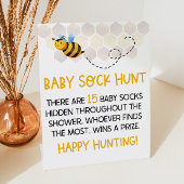 イエローのまわりにベビーシャワーベビー靴下狩りゲーム 台座サイン