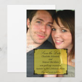 イエローのアートデコフレームのSave the Date招待状 招待状 (正面/裏面)