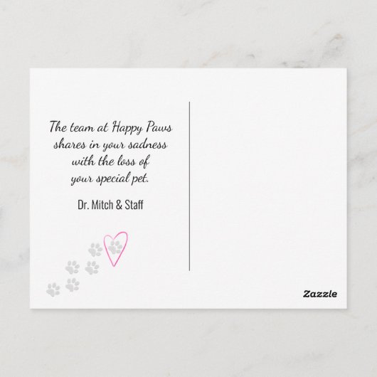 イエローのギンガムペットロス(獣医からの) ポストカード (裏面)