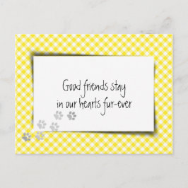 イエローのギンガムペットロス（獣医からの) ポストカード