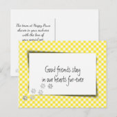 イエローのギンガムペーパーでのペットロス 動物病院からのお悔やみ ポストカード (正面/裏面)