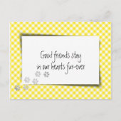 イエローのギンガムペーパーでの獣医からのペットロス ポストカード (正面)