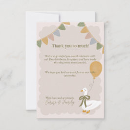 イエローのギンガム シリー ゴース with バルーン 誕生日 サンキューカード