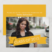 イエローのグランジバナー 2013 卒業おめでとう招待状 招待状 (正面/裏面)