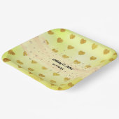 イエローのグリッター ハート 結婚式 誕生日 ペーパープレート (傾斜あり)