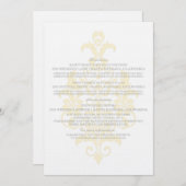 イエローのサテン ダマスク 情報カード 招待状 (正面/裏面)