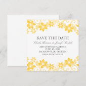 イエローのシンプルな花のデザインのSave the Date招待状 招待状 (正面/裏面)