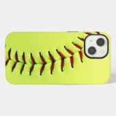 イエローのソフトボール iPhoneケース (裏面横)