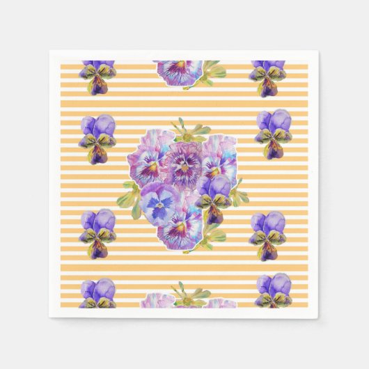 イエローのドット シャビー シック フラワーのサーヴィエット ナプキン スタンダードカクテルナプキン (正面)