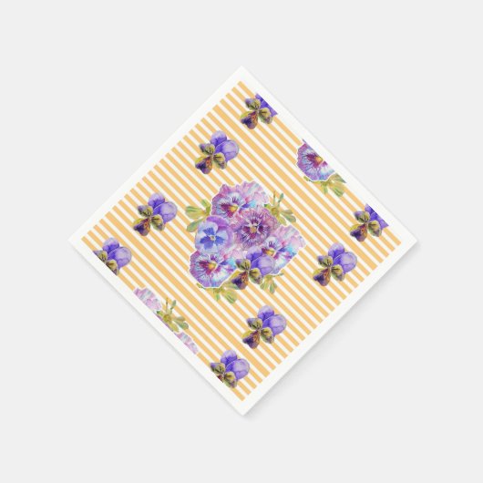 イエローのドット シャビー シック フラワーのサーヴィエット ナプキン スタンダードカクテルナプキン (角)