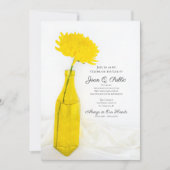 イエローのマム ホワイト セレブレーション オブ ライフ 追悼記念 招待状 (正面)