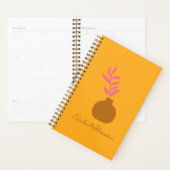 イエローのミニマル植物芸術カスタム プランナー手帳 (ディスプレー)