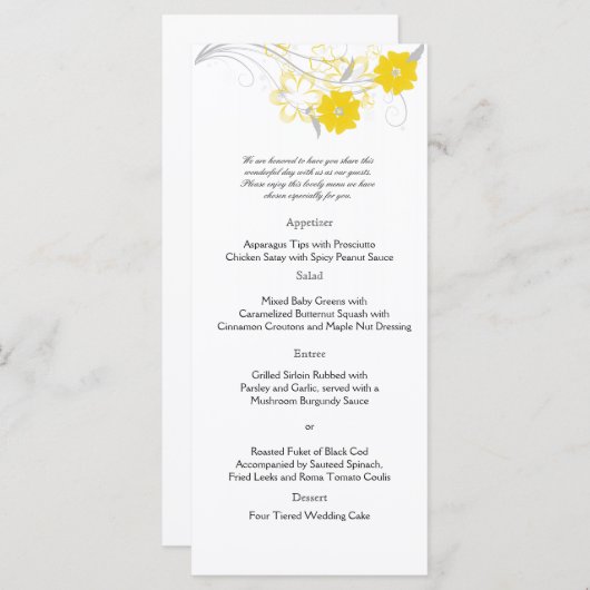 イエローのメニューに出芽中のロマ結婚ンス メニュー (正面/裏面)