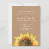 イエローのラスティックひまわり。カントリーウェディング 招待状 (正面)
