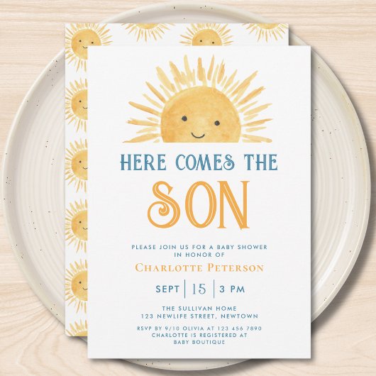 イエローの太陽の赤ちゃん歓迎会 Here Comes the Son 招待状