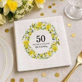 イエローの水仙の50歳の誕生日パーティー スタンダードカクテルナプキン