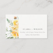 イエローの水彩ローズ フラワー ウェディング ウェブサイト エンクロージャーカード (正面)