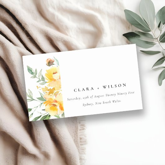 イエローの水彩ローズ フラワー ウェディング ウェブサイト エンクロージャーカード