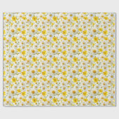 イエローの水彩画風の野の花模様 ラッピングペーパー (フラット)