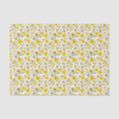 イエローの水彩画風の野の花模様 薄葉紙 (正面)