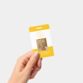 イエローの社員写真付きIDセキュリティバッジ（ロゴ入り） バッジ (手持ち)