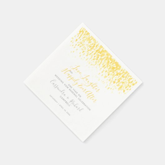 イエローの結婚誓約更新 1年後 ハッピーエバーアフター スタンダードカクテルナプキン (角)
