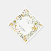 イエローの花柄のウェディングシャワーパーティーが見つかった スタンダードカクテルナプキン (角)