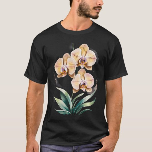 イエローの蘭の花 Tシャツ (正面)