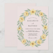 イエローの whimsical スプリングウェディング 招待状 (正面/裏面)