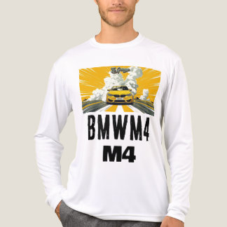 イエローのBMW M4スポーツカー グラフィックイラスト 長袖Tシャツ トライブレンドTシャツ