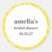 イエローはっきりした抽象芸術ラインアートカスタムブライダルシャワー ラウンドシール (正面)
