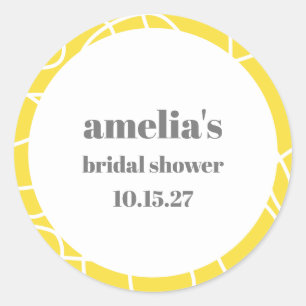 イエローはっきりした抽象芸術ラインアートカスタムブライダルシャワー ラウンドシール