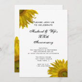 イエローひまわり結婚記念日パーティー 招待状 (正面/裏面)