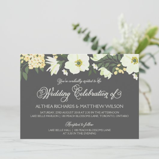 イエローアかわいらしネモネスフローラ結婚式招待状V 招待状 (スタンド正面)