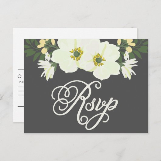 イエローアかわいらしネモネスフローラRSVP インビテーションポストカード (正面/裏面)