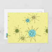 イエローアイコニック原子スターバストはがき ポストカード (正面/裏面)