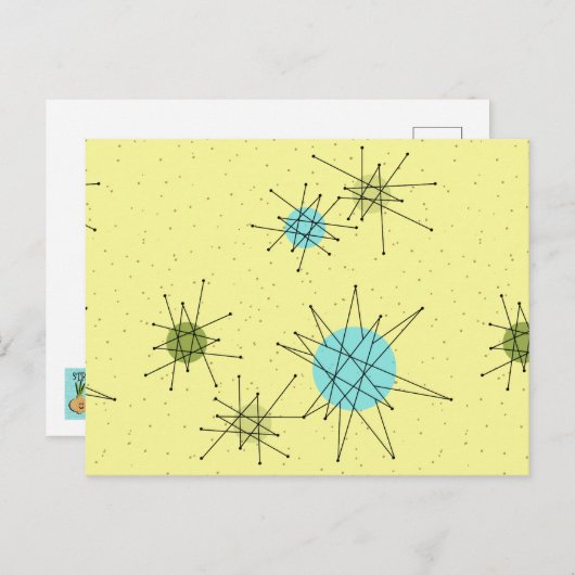 イエローアイコニック原子スターバストはがき ポストカード (正面/裏面)