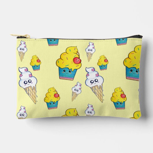イエローアイスクリームポップシクルペンシルケース アクセサリーポーチ (正面)