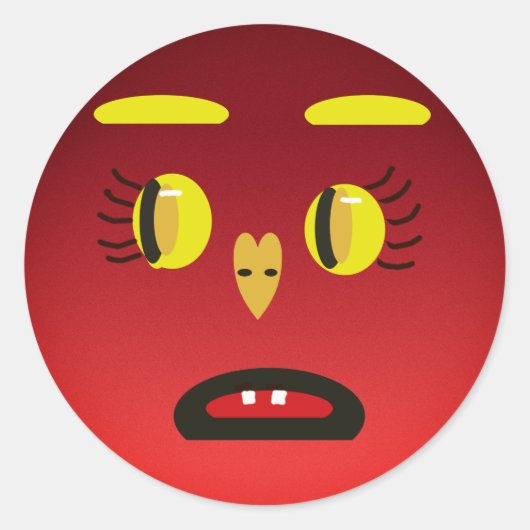 イエローアイズ悲しい顔ステッカー ラウンドシール (正面)