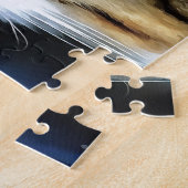 イエローアイドカリコキャットリアリスティックペットポートレート ジグソーパズル (側面)