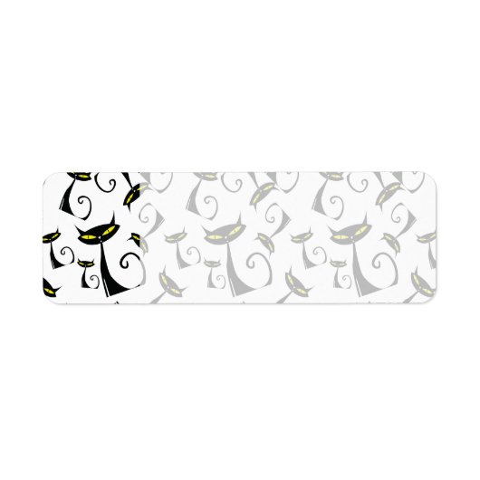 イエローアイハロウィーンパターンの黒猫 ラベル (正面)