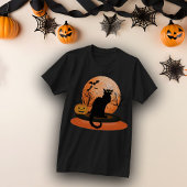 イエローアイブラックハロウィーンキャットTシャツ Tシャツ
