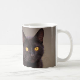 イエローアイマグの黒猫 コーヒーマグカップ