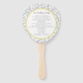 イエローアイリスとグレーダマスクの結婚式プログラム ハンドファン (裏面)