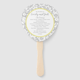 イエローアイリスとグレーダマスクの結婚式プログラム ハンドファン