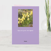 イエローアイリスとタブビーキャブフラワーマザーズDay Card カード (裏面)