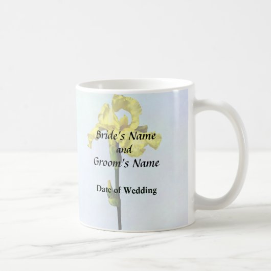イエローアイリスとバ結婚ドの供給 コーヒーマグカップ (右)