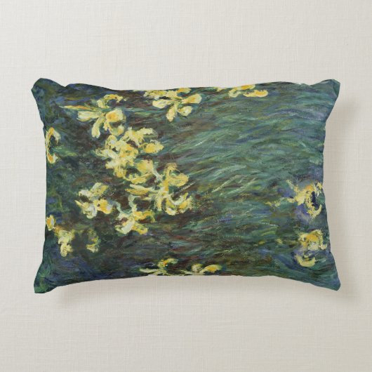 イエローアイリスバイクロードモネヴィンテージファインアート アクセントクッション (正面)