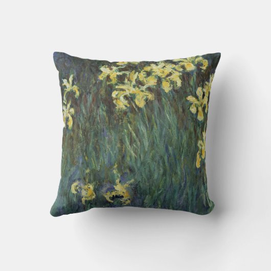 イエローアイリスバイクロードモネヴィンテージファインアート クッション (裏面)
