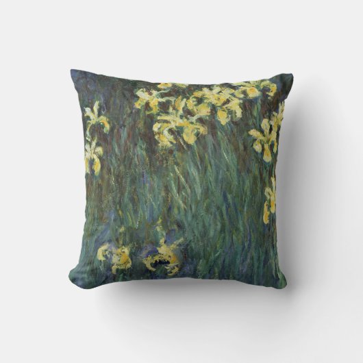 イエローアイリスバイクロードモネヴィンテージファインアート クッション (正面)